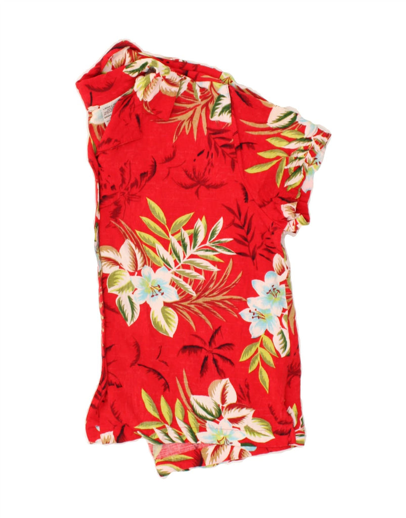 VINTAGE Womens Hawaiian Short Sleeve Shirt US 12/14 Large Red Floral Rayon | Vintage Vintage | Thrift | Second-Hand Vintage | Used Clothing | Messina Hembry 