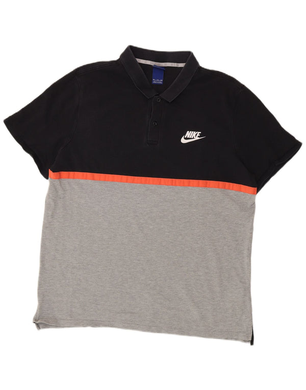Nike Mens Polo Shirt 2XL Black Colourblock Cotton