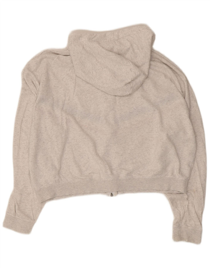 Nike Womens Crop Oversized Zip Hoodie Sweater UK 14 Medium Grey Striped