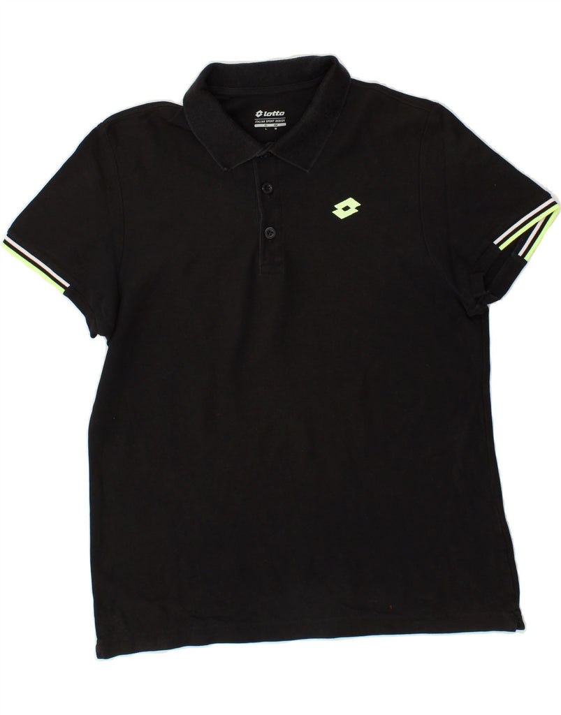 LOTTO Mens Polo Shirt Large Black Cotton | Vintage Lotto | Thrift | Second-Hand Lotto | Used Clothing | Messina Hembry 