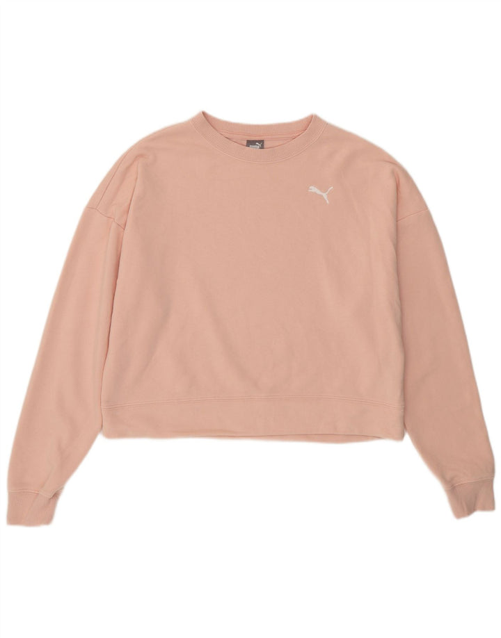 PUMA Womens Oversized Crop Sweatshirt Jumper UK 10 Small Pink Cotton