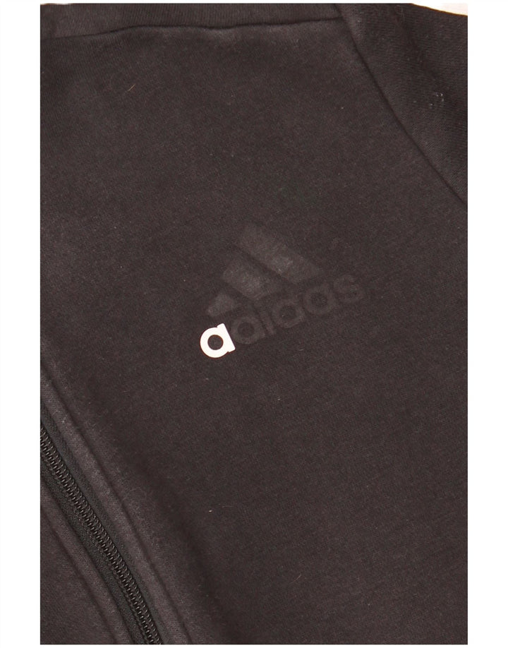 ADIDAS Boys Zip Hoodie Sweater 11-12 Years Black Cotton