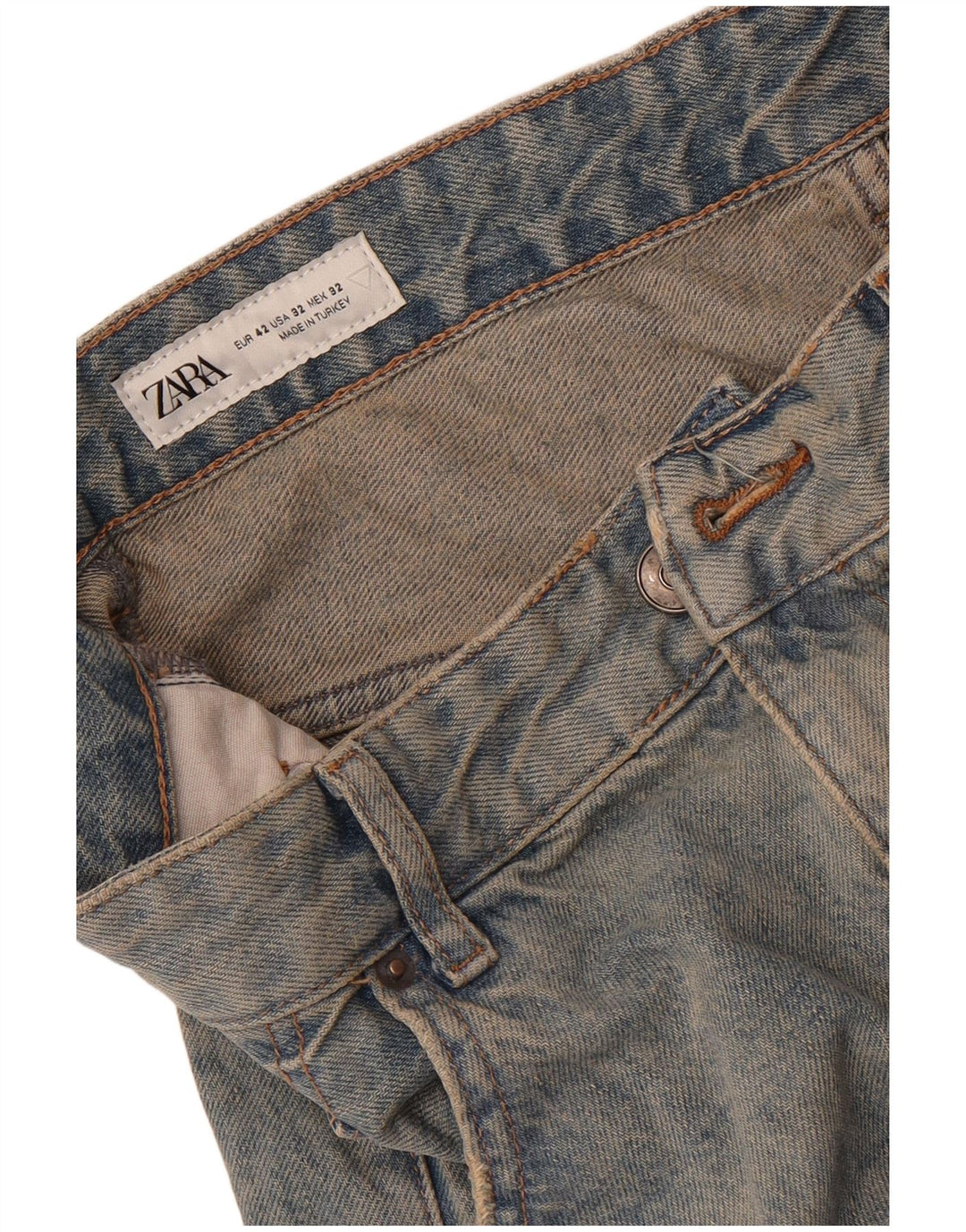 Zara Mens Straight Jeans EU 42 Large W32 L32 Blue Tie Dye