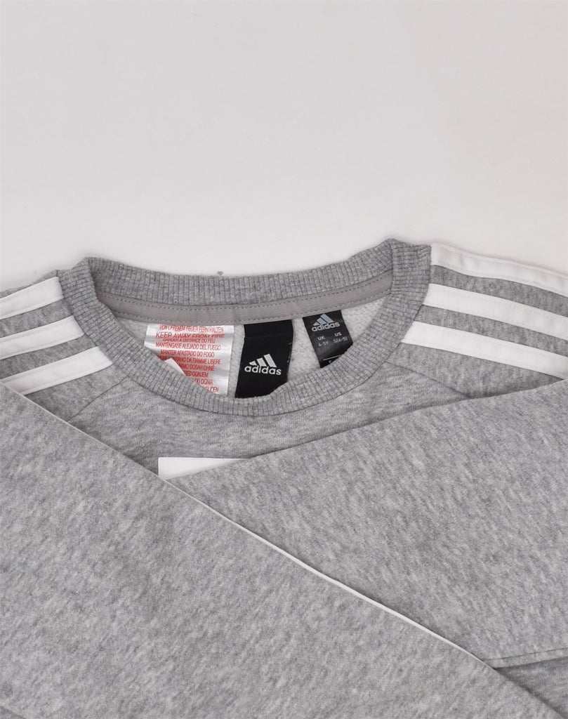 ADIDAS Girls Graphic Sweatshirt Jumper 4-5 Years Grey Cotton | Vintage Adidas | Thrift | Second-Hand Adidas | Used Clothing | Messina Hembry 