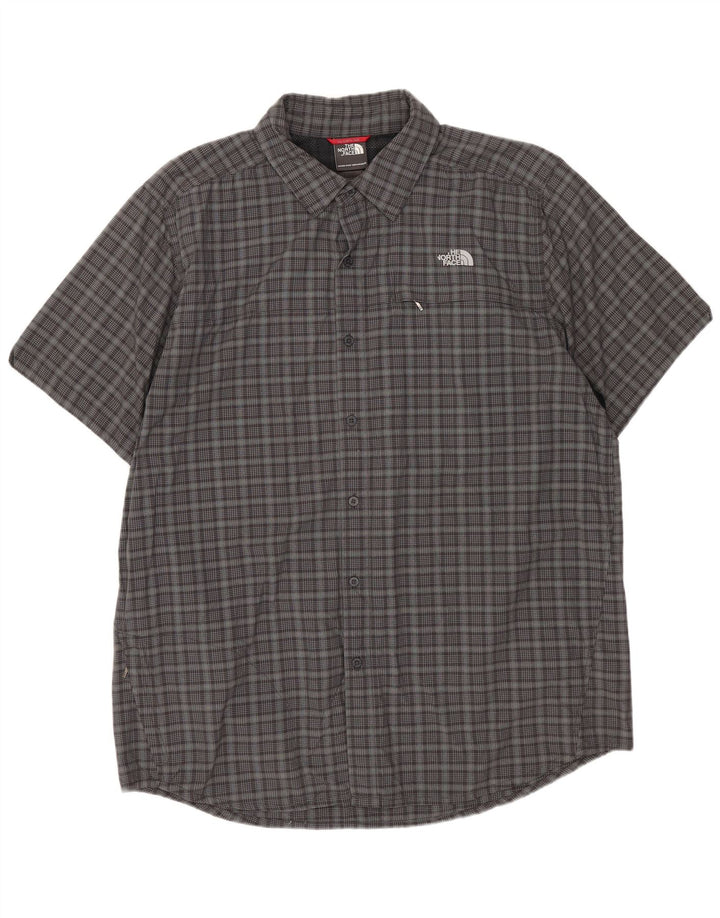 THE NORTH FACE Mens Short Sleeve Shirt XL Grey Check Nylon