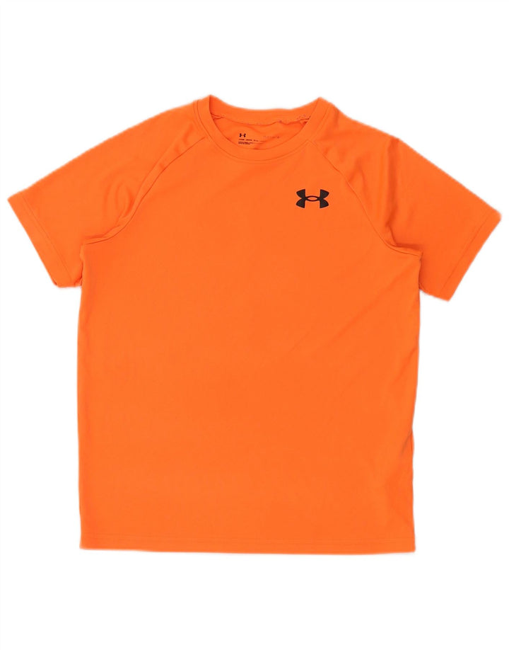 UNDER ARMOUR Boys T-Shirt Top 11-12 Years Large Orange Polyester