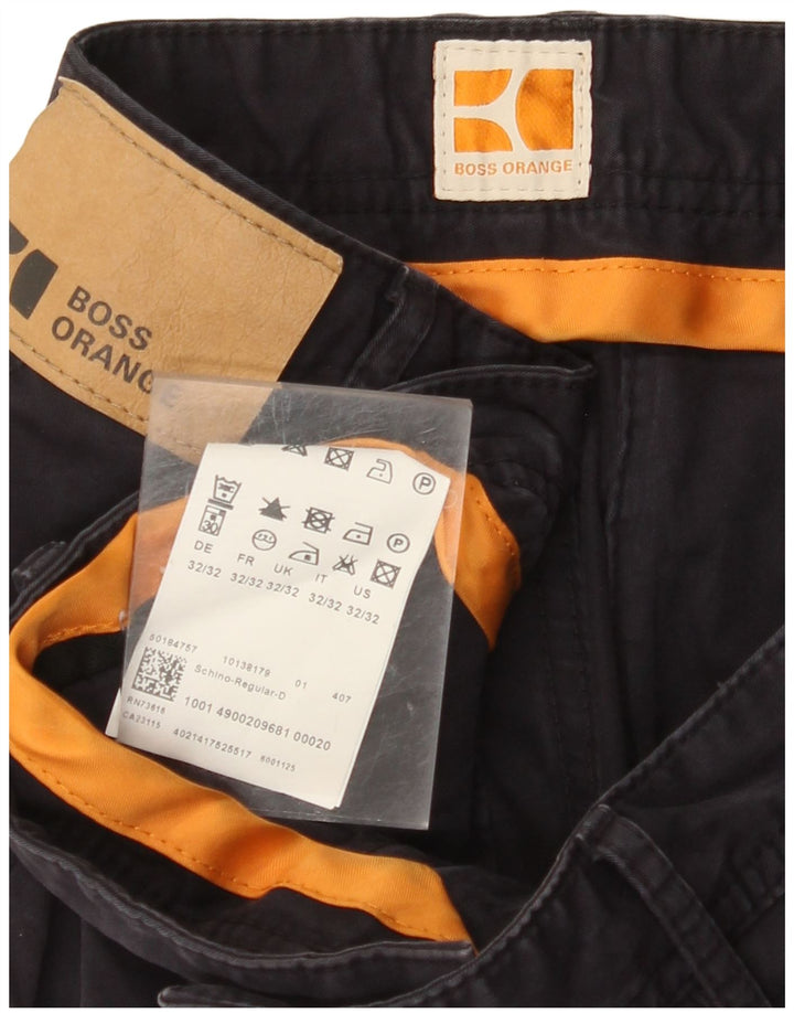 HUGO BOSS Mens Regular Fit Chino Trousers W32 L32 Navy Blue Cotton