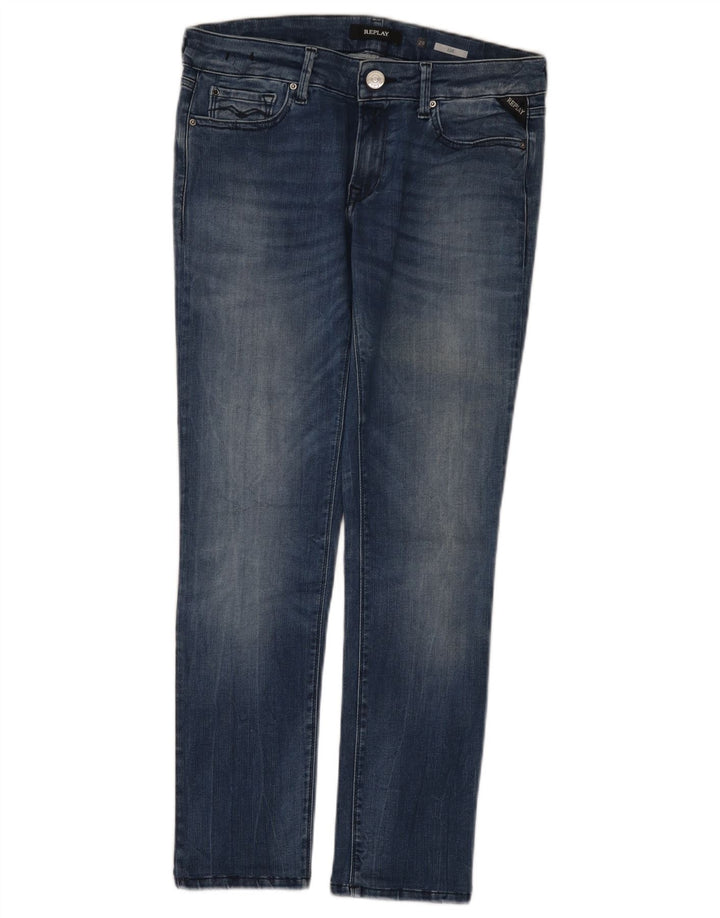 REPLAY Womens Luz Slim Jeans W29 L27 Blue Cotton