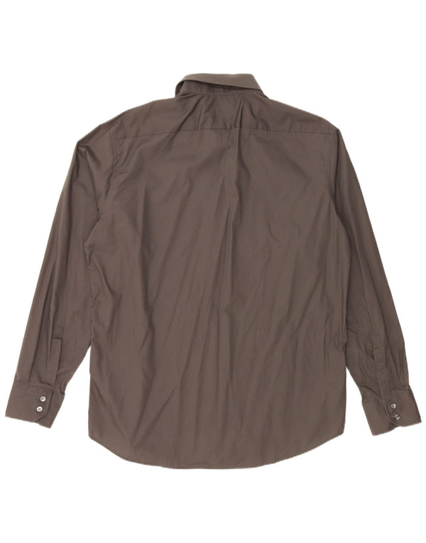HUGO BOSS Mens Regular Fit Shirt Size 44 17 1/2 XL Grey Cotton