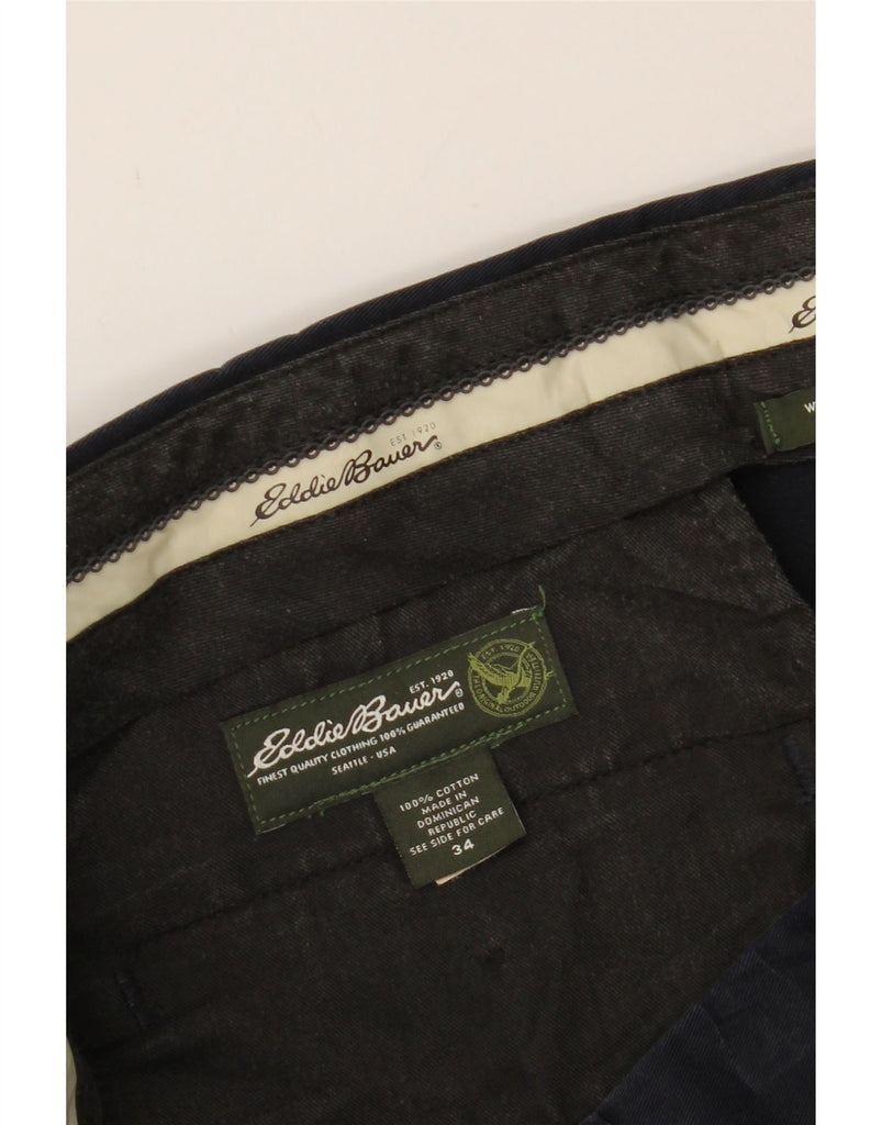 EDDIE BAUER Mens Straight Chino Trousers W34 L34 Navy Blue Cotton Vintage Eddie Bauer and Second-Hand Eddie Bauer from Messina Hembry 