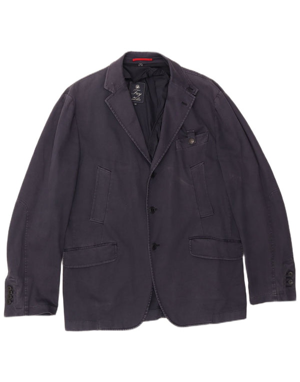 Fay Mens 3 Button Blazer Jacket IT 52 XL Navy Blue