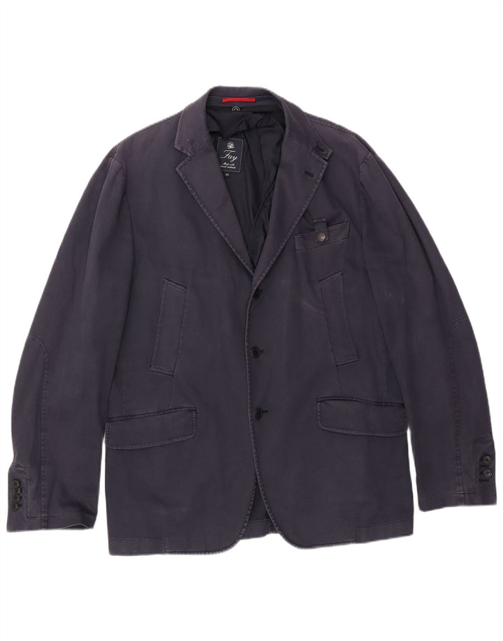 Fay Mens 3 Button Blazer Jacket IT 52 XL Navy Blue