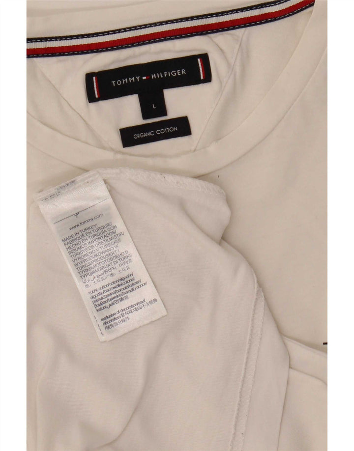 Tommy Hilfiger Mens T-Shirt Top Large White Striped Cotton