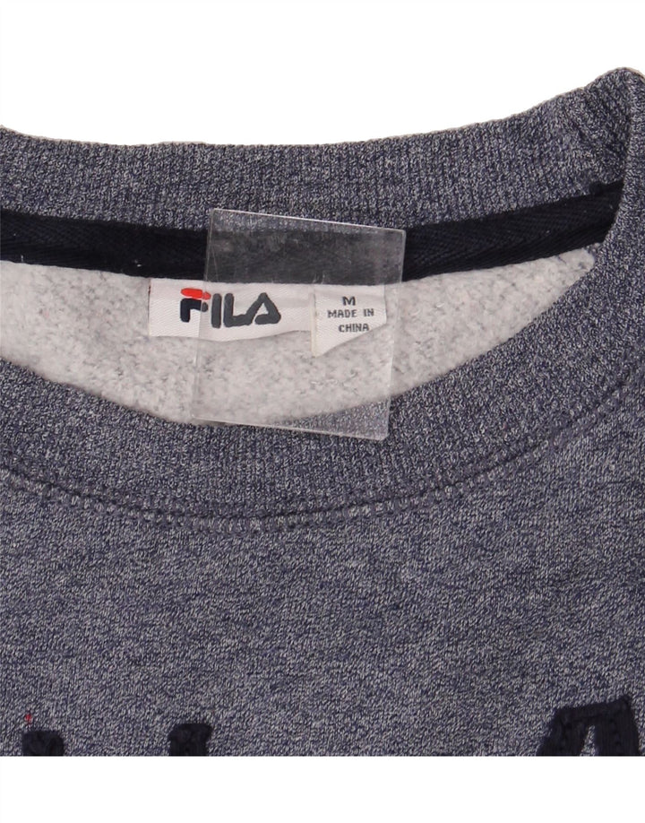FILA Womens Graphic Sweatshirt Jumper UK 14 Medium Blue Cotton Vintage Fila and Second-Hand Fila from Messina Hembry 
