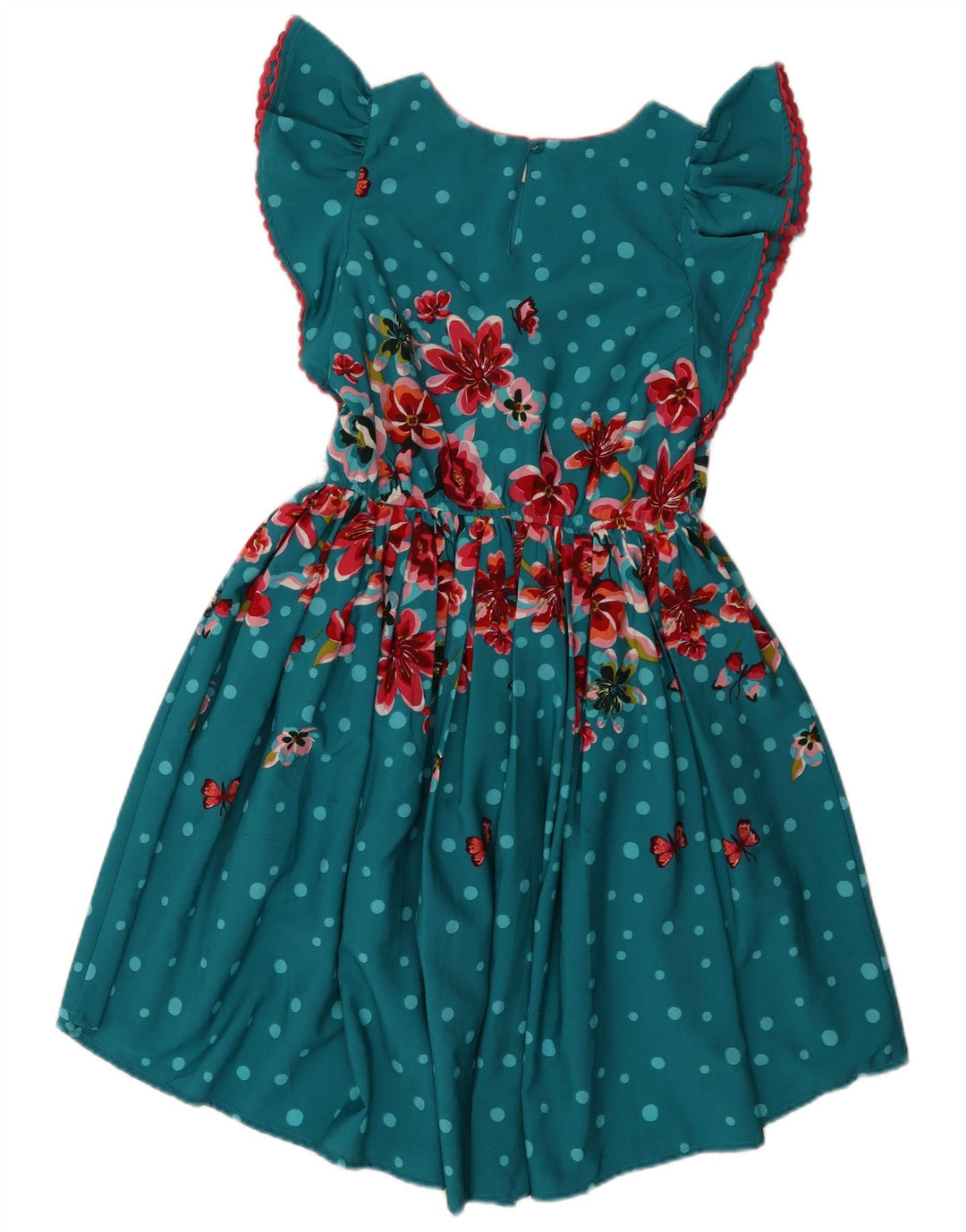 Monsoon Girls A-Line Dress 12-13 Years Blue Floral Polyester