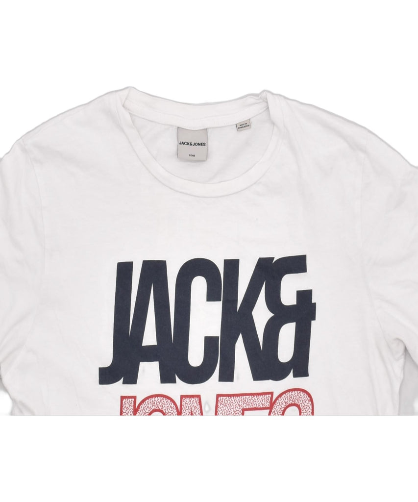 JACK & JONES Mens Graphic T-Shirt Top Small White Cotton | Vintage | Thrift | Second-Hand | Used Clothing | Messina Hembry 