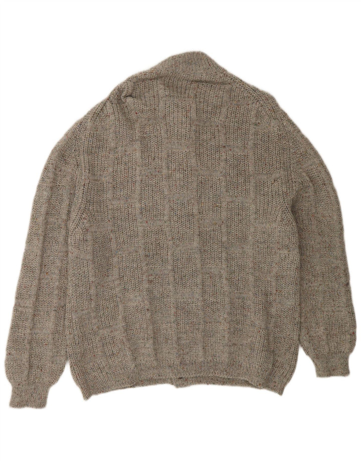 Vintage Mens Cardigan Sweater Large Grey Flecked