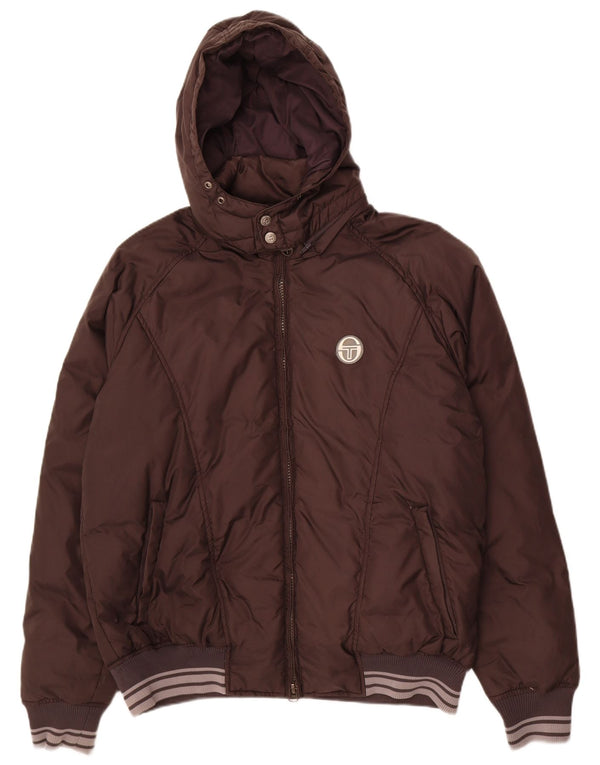 Sergio Tacchini Mens Hooded Padded Jacket UK 44 2XL Brown Polyamide