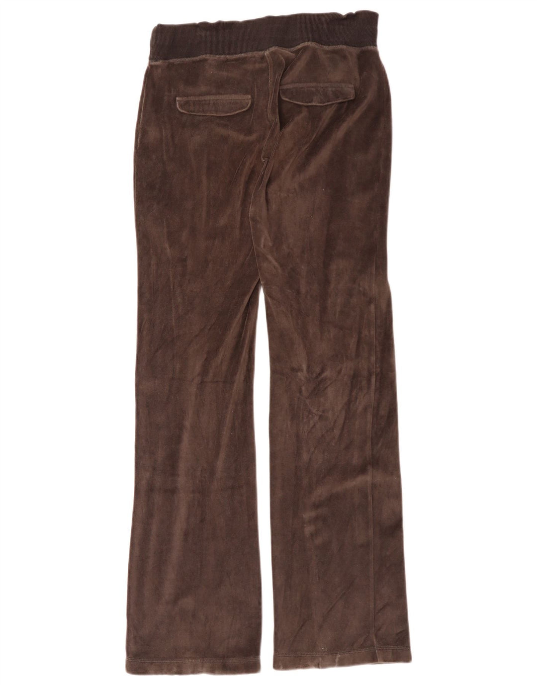 ADIDAS Womens Velvet Tracksuit Trousers EU 42 Medium Brown Cotton