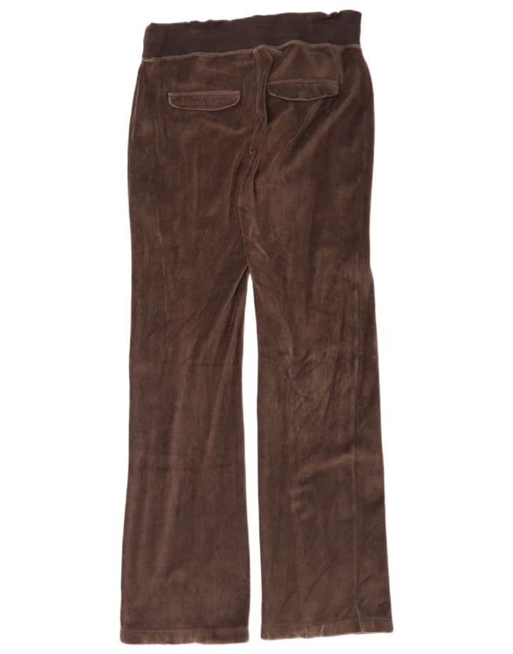ADIDAS Womens Velvet Tracksuit Trousers EU 42 Medium Brown Cotton