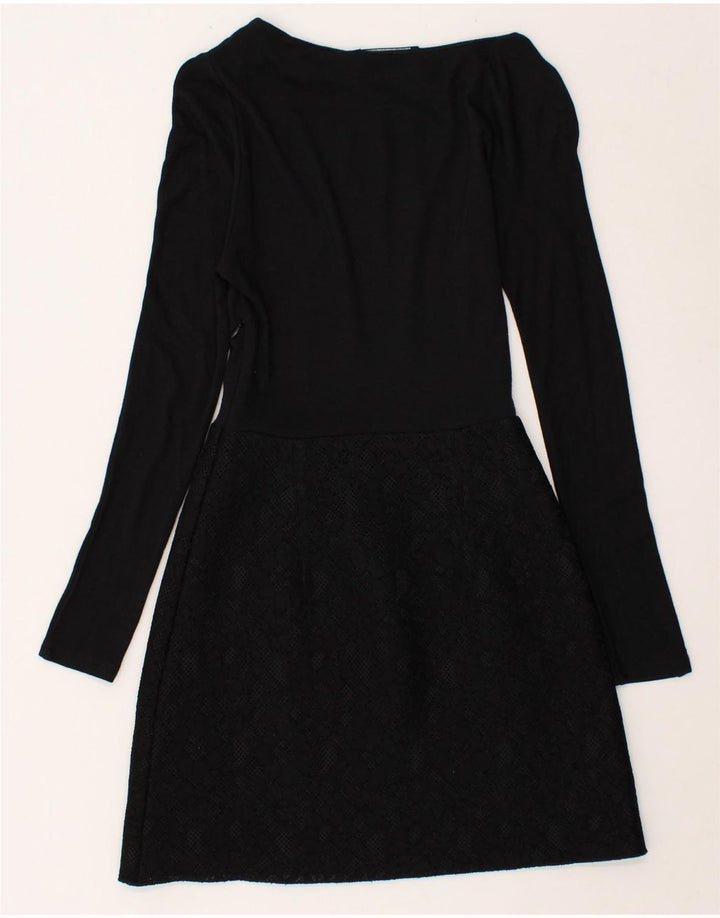 LIU JO Womens Long Sleeve Basic Dress IT 38 XS Black Floral Wool | Vintage Liu Jo | Thrift | Second-Hand Liu Jo | Used Clothing | Messina Hembry 