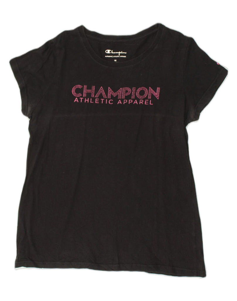 CHAMPION Boys Graphic T-Shirt Top 15-16 Years Black Cotton | Vintage Champion | Thrift | Second-Hand Champion | Used Clothing | Messina Hembry 