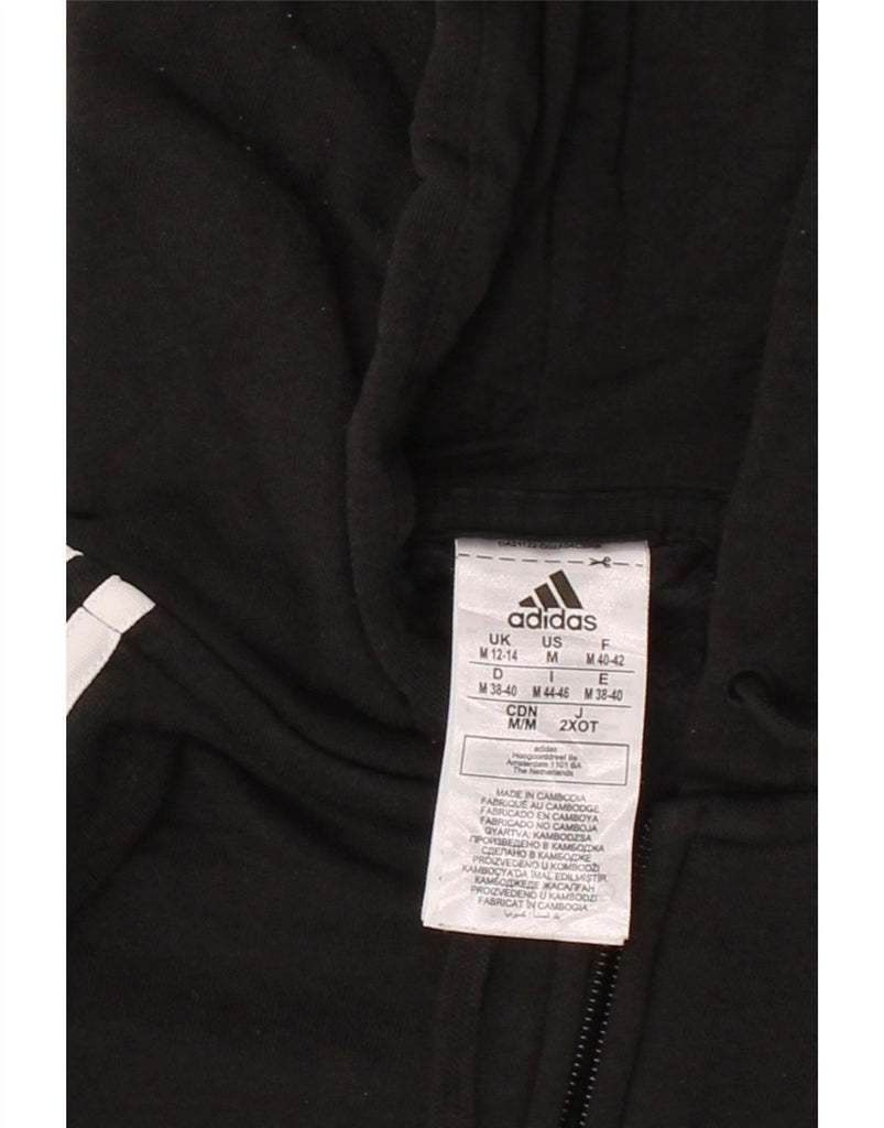 ADIDAS Womens Zip Hoodie Sweater UK 12/14 Medium Black Cotton Vintage Adidas and Second-Hand Adidas from Messina Hembry 