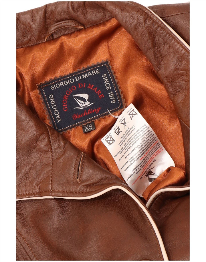 Giorgio Di Mare Womens Leather Jacket UK 6 XS Brown Leather