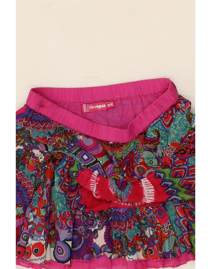 DESIGUAL Girls Graphic A-Line Skirt 9-10 Years W24 Multicoloured Cotton Vintage Desigual and Second-Hand Desigual from Messina Hembry 