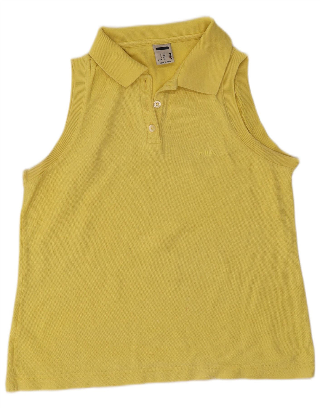 Fila Womens Sleeveless Polo Shirt IT 46 Large Yellow