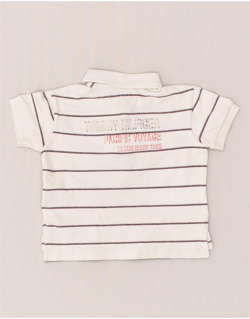 TOMMY HILFIGER Baby Boys Graphic Polo Shirt 6-9 Months Off White Striped | Vintage Tommy Hilfiger | Thrift | Second-Hand Tommy Hilfiger | Used Clothing | Messina Hembry 