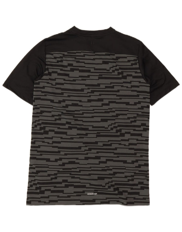 Adidas Boys Aeroready T-Shirt Top 15-16 Years Black Geometric Polyester