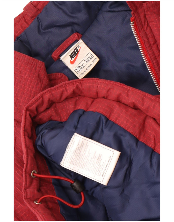 Nike Boys Windbreaker Jacket 12-13 Years Large Burgundy Check Nylon