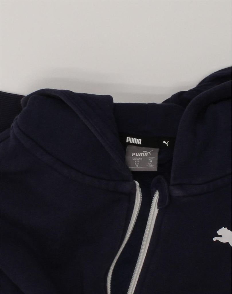 PUMA Boys Zip Hoodie Sweater 11-12 Years Navy Blue Cotton | Vintage Puma | Thrift | Second-Hand Puma | Used Clothing | Messina Hembry 