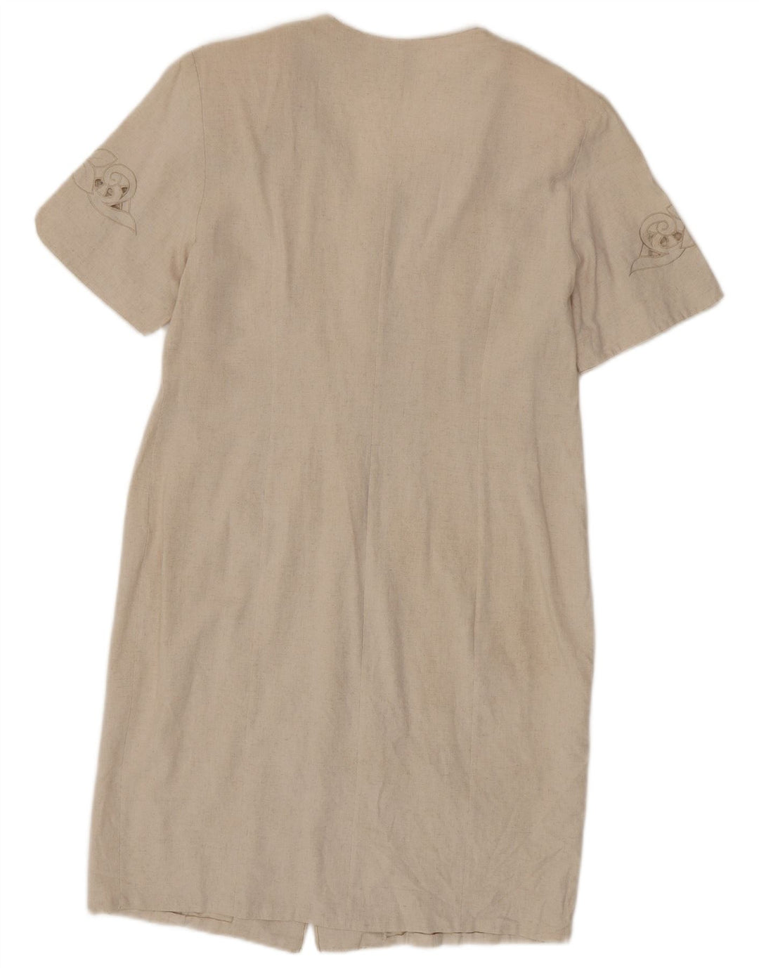 Vintage Womens Shirt Dress UK 14 Medium Beige