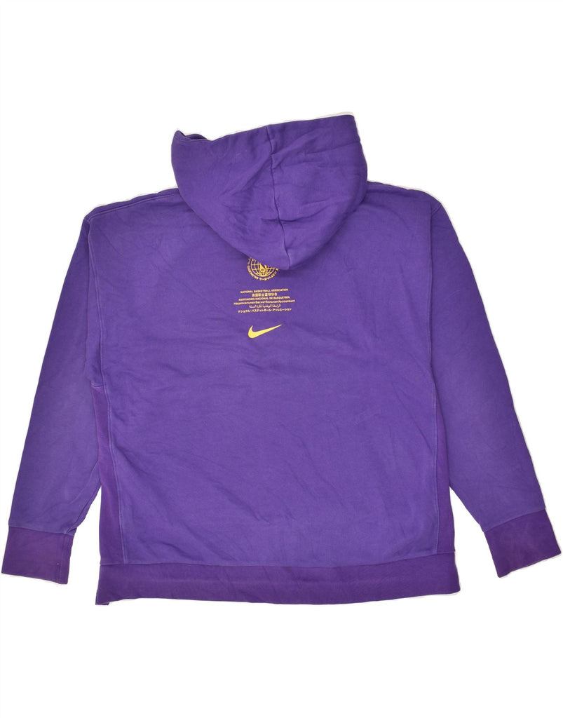 NIKE Womens Lakers Graphic Hoodie Jumper UK 16 Large Purple Cotton | Vintage Nike | Thrift | Second-Hand Nike | Used Clothing | Messina Hembry 