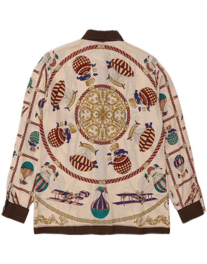 OUI Womens Abstract Pattern Shirt Blouse UK 10 Small Beige Polyester Vintage Oui and Second-Hand Oui from Messina Hembry 