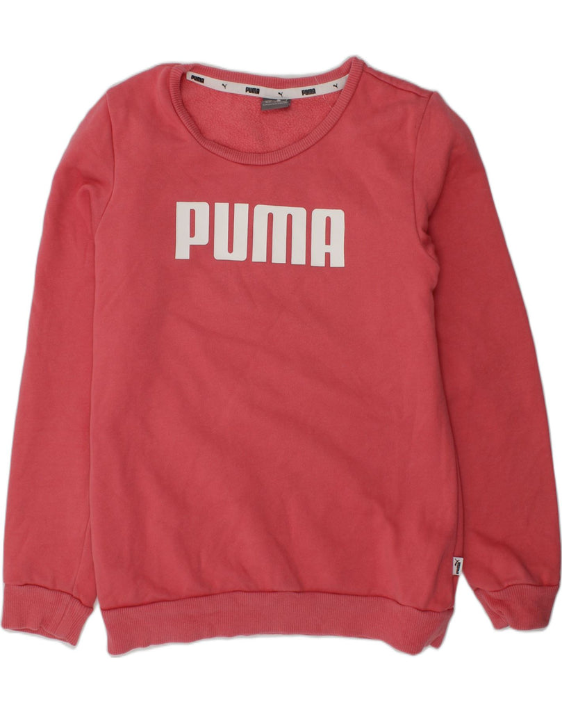 PUMA Girls Graphic Sweatshirt Jumper 11-12 Years Pink Cotton | Vintage Puma | Thrift | Second-Hand Puma | Used Clothing | Messina Hembry 