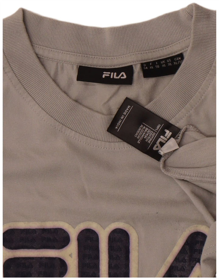 FILA Mens Graphic T-Shirt Top XL Grey Cotton