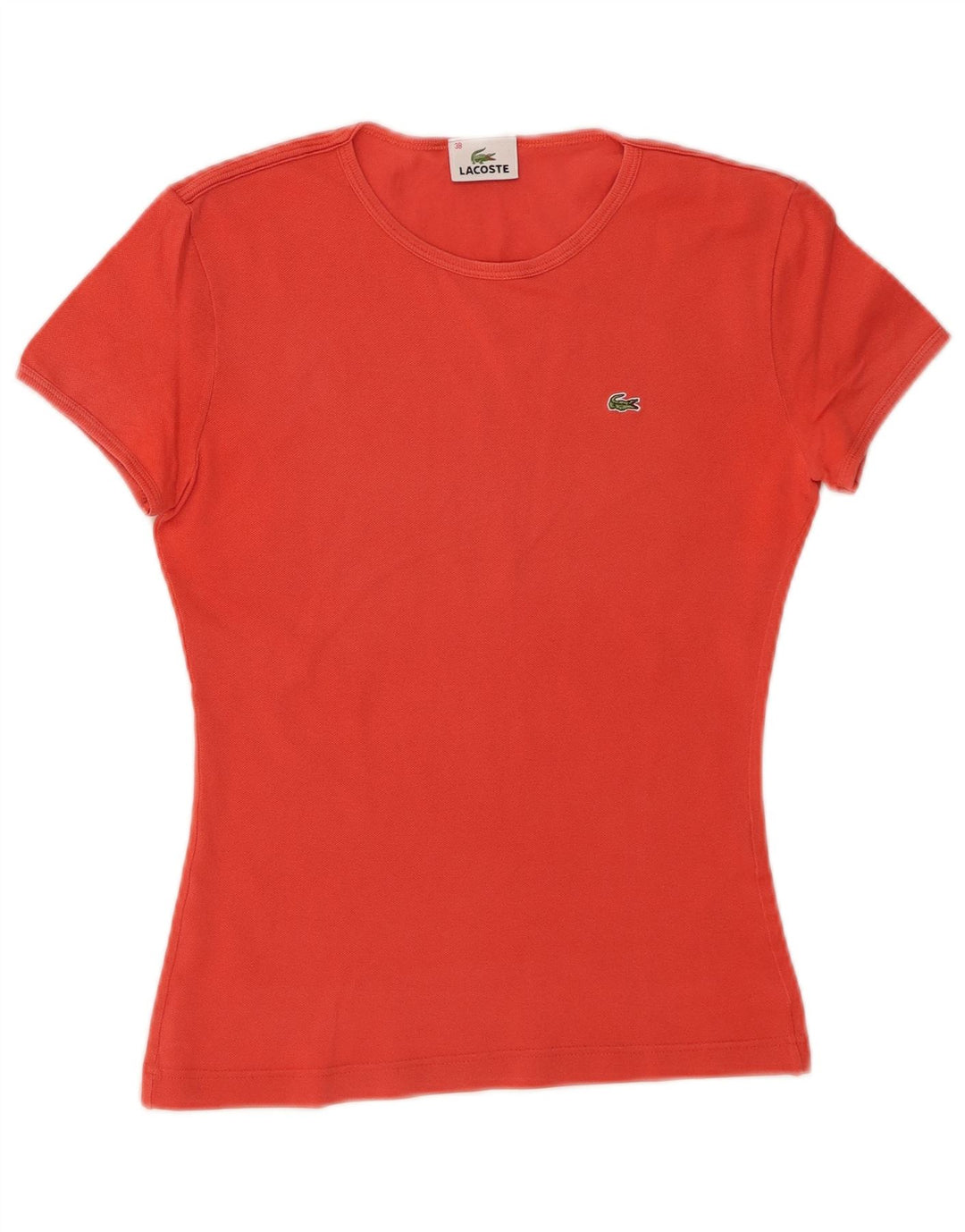 Lacoste Womens T-Shirt Top Size 38 Medium Orange Cotton