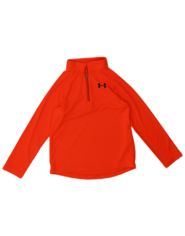 Under Armour Boys Zip Neck Top Long Sleeve 7-8 Years XS Orange Sports
