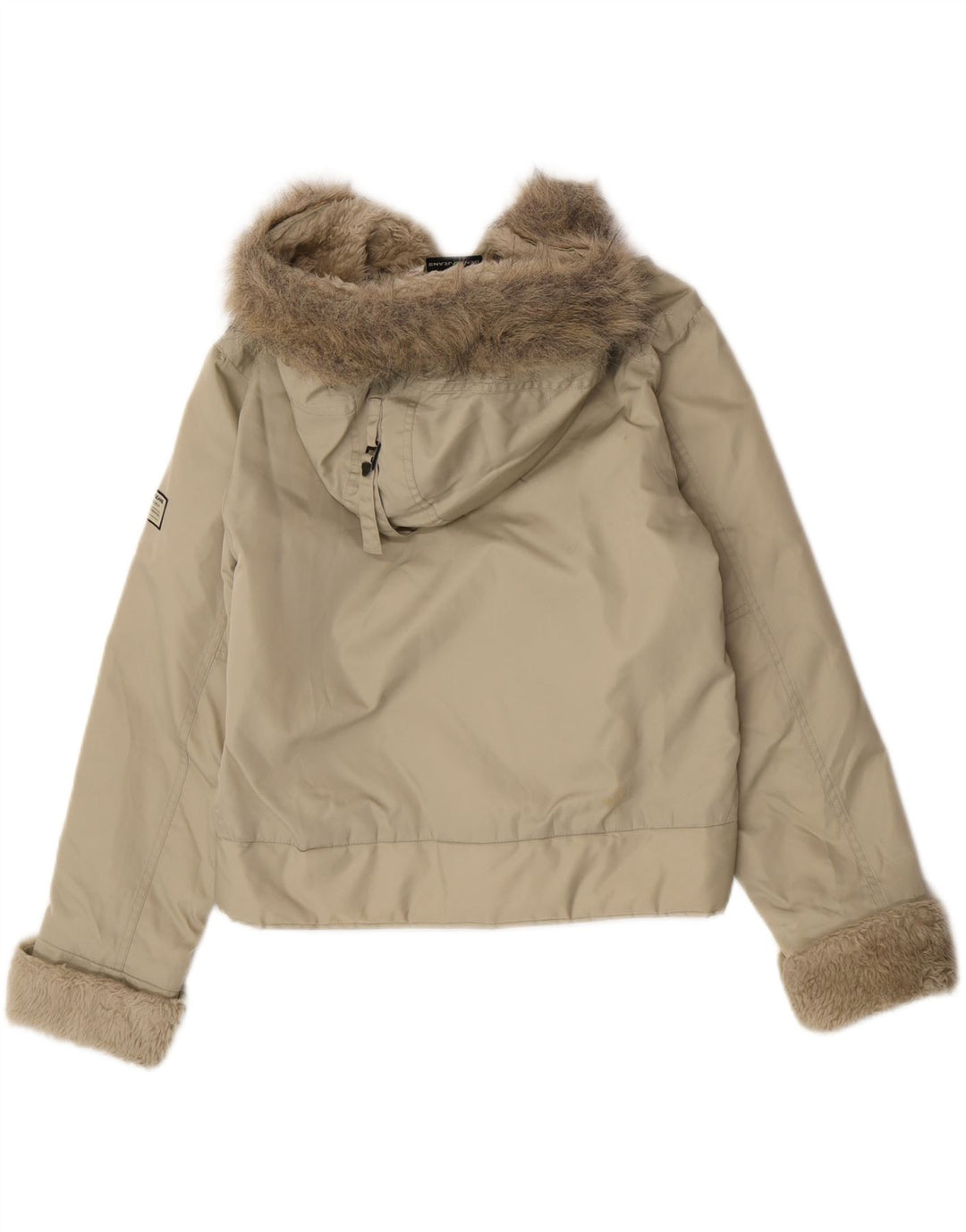 Dkny Womens Hooded Windbreaker Jacket UK 14 Medium Khaki Nylon