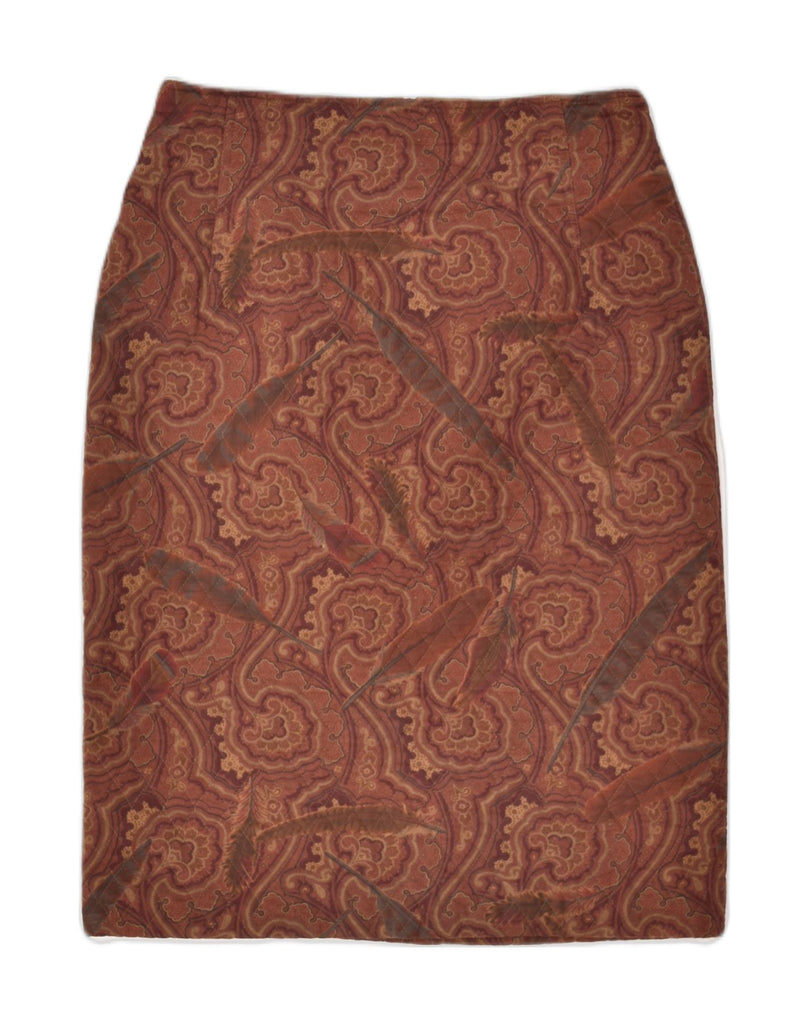 OLIVIA HASSLER Womens Quilted Straight Skirt IT 46 Large W30 Brown Floral | Vintage Olivia Hassler | Thrift | Second-Hand Olivia Hassler | Used Clothing | Messina Hembry 