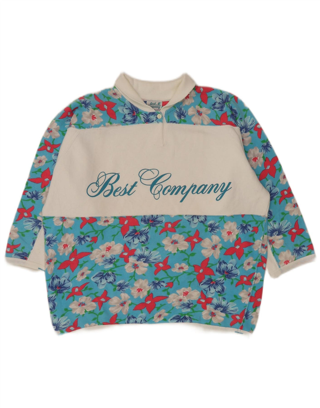 Best Company Womens Oversized 1/2 Sleeve Top UK 14 Medium Blue Floral
