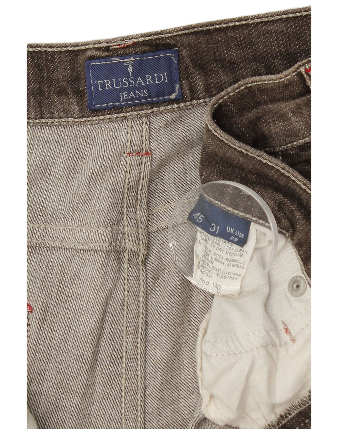 TRUSSARDI Mens Straight Jeans W29 L31 Brown Cotton