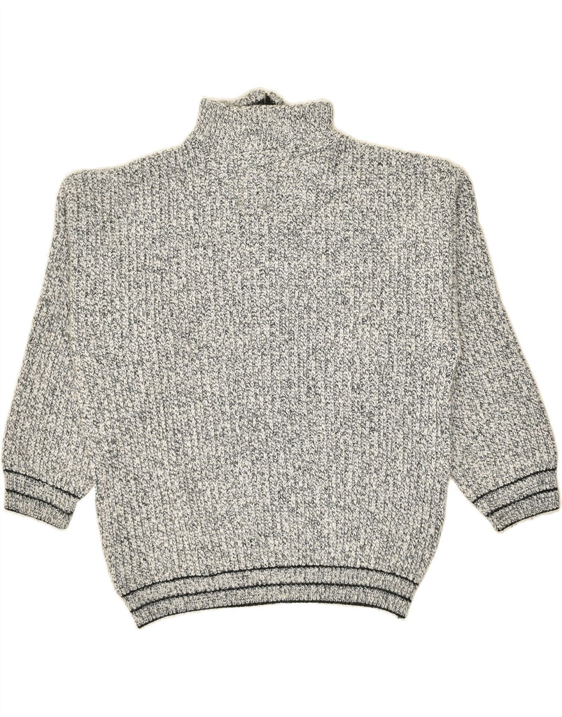 VINTAGE Mens Zip Neck Jumper Sweater XL Grey Flecked | Vintage Vintage | Thrift | Second-Hand Vintage | Used Clothing | Messina Hembry 