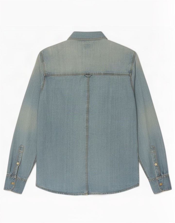 Vintage Mens Denim Shirt Medium Blue Cotton