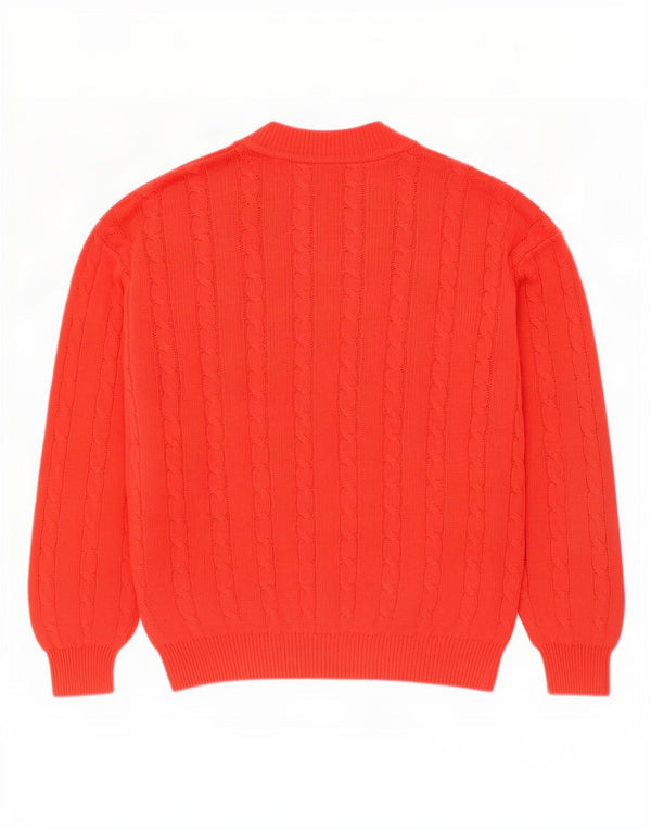 Benetton Womens Oversized V-Neck Jumper Sweater UK 16 Large Red Cotton