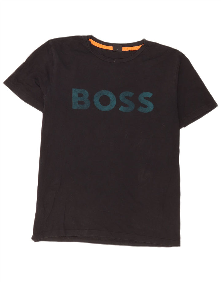 Hugo Boss Mens Graphic T-Shirt Top Large Black Cotton