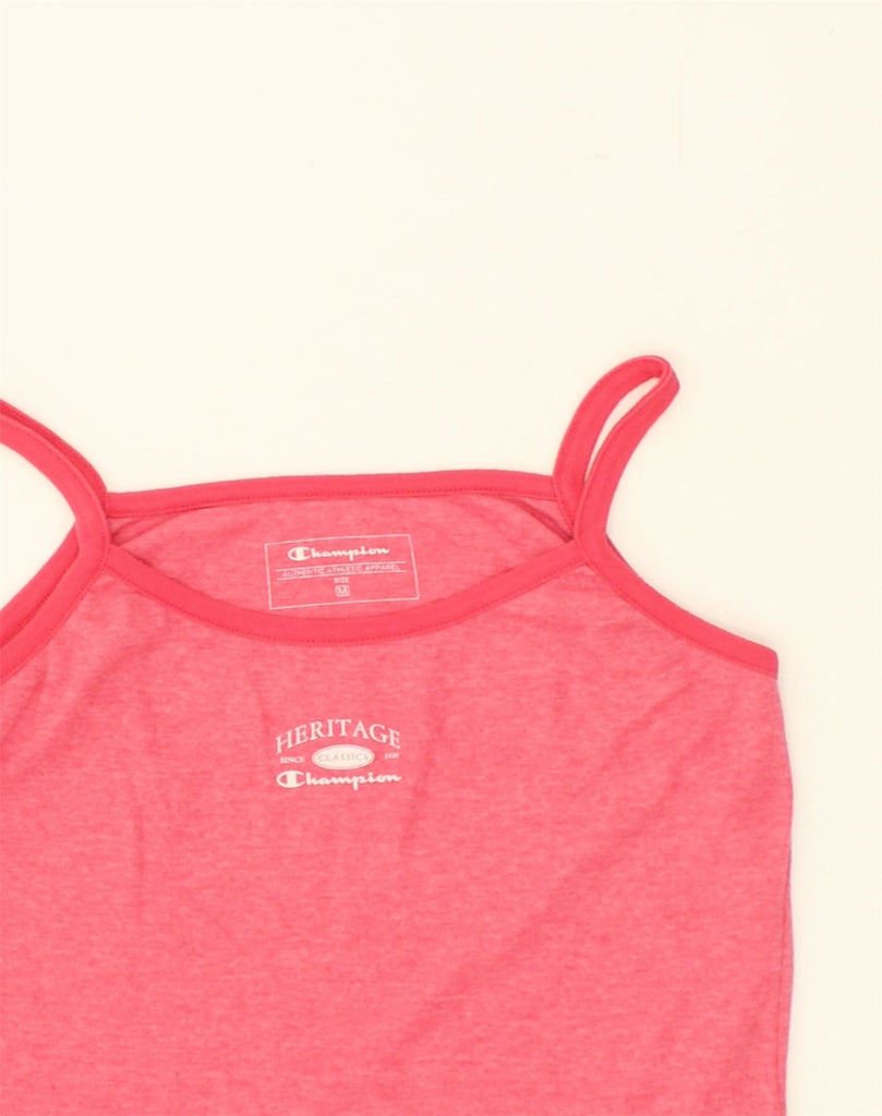 CHAMPION Womens Heritage Cami Top UK 12 Medium Pink Cotton | Vintage Champion | Thrift | Second-Hand Champion | Used Clothing | Messina Hembry 